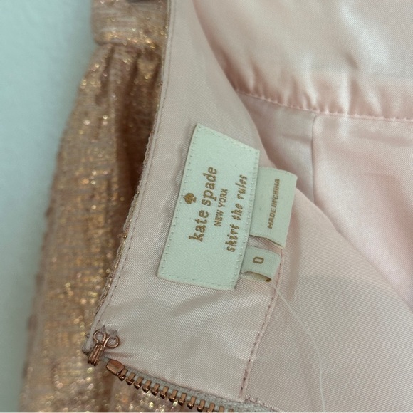 NWT Kate Spade New York Aimee Mini Skirt in Metallic Rose Gold Blush | Size 0 - Picture 3 of 5